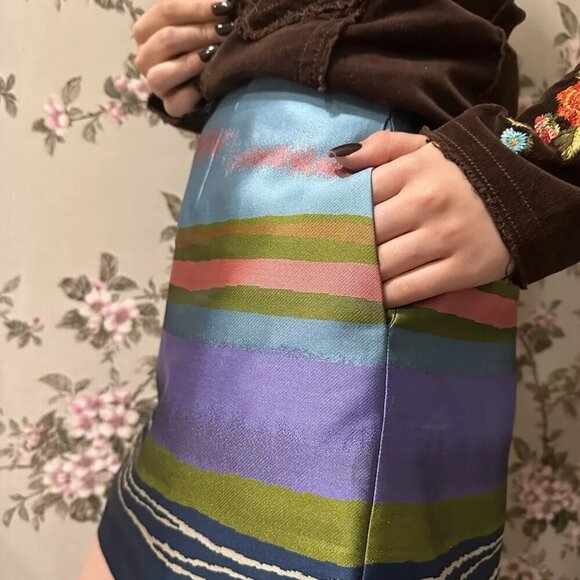 BNWT Ted Baker London Striped Jacquard Mini Skirt - Picture 3 of 13